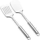 Stainless Steel Spatulas Set, ReaNea Silver Slotted Turner, Solid Turner, Heavy Duty Sturdy Kitchen Spatula High Heat Resistant, Ideal Cookware for Fish,Eggs,Pancakes, Dishwasher Safe, Easy to Clean