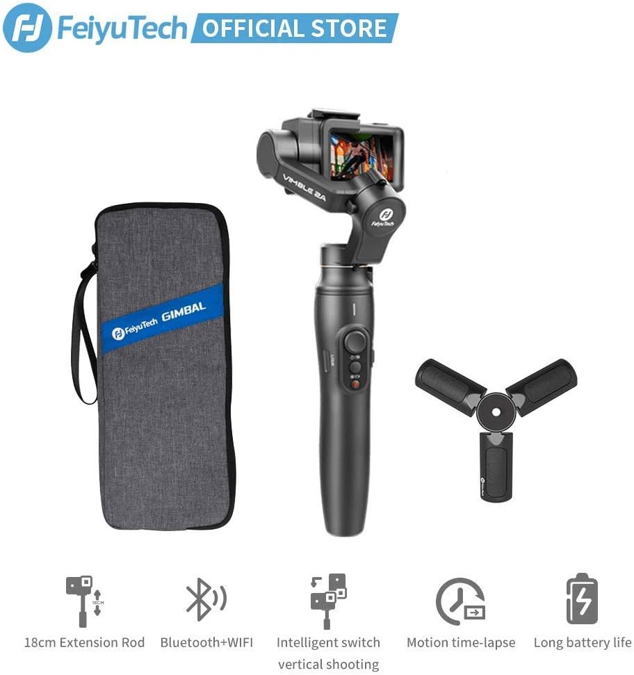 Feiyutech Vimble 2a 3 Axis Stabilizer Handheld Gimbal Fits Gopro Action Camera Built In 18cm Extension Pole Tripod Bluetooth Wifi Connection For Hero 7 6 5 Selfie Mode Group Photos Video Blogger Handheld Gimbals Stabilizers Cell