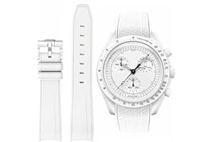 HEYOZURY Bands for Moonswatch Watch Rubber for Omega x Swatch MoonSwatch 20mm Rolex Seiko Watch Silicone Men with Stainless Steel Replacement Bracelet Original Bracelet Omega x Swatch MoonSwatch Speedmaster