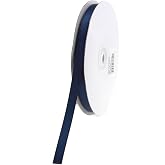 Double Face Satin Ribbon, 1/4-inch, 50-Yard (Navy Blue)