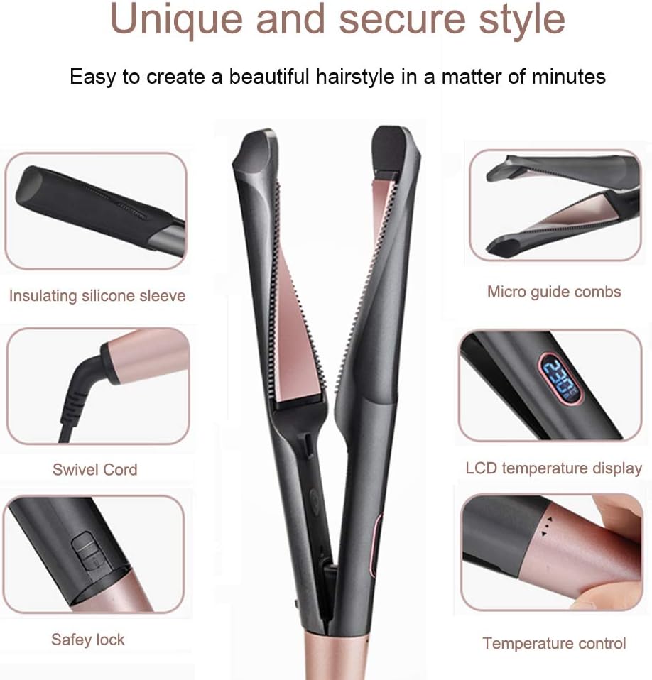 Professional Salon Hair Flat Iron Straightener & Curler 2 In 1, Travel Hair Styling Tools with Adjustable Temp, LCD Display & Auto Shut-Off: Health & Personal Care