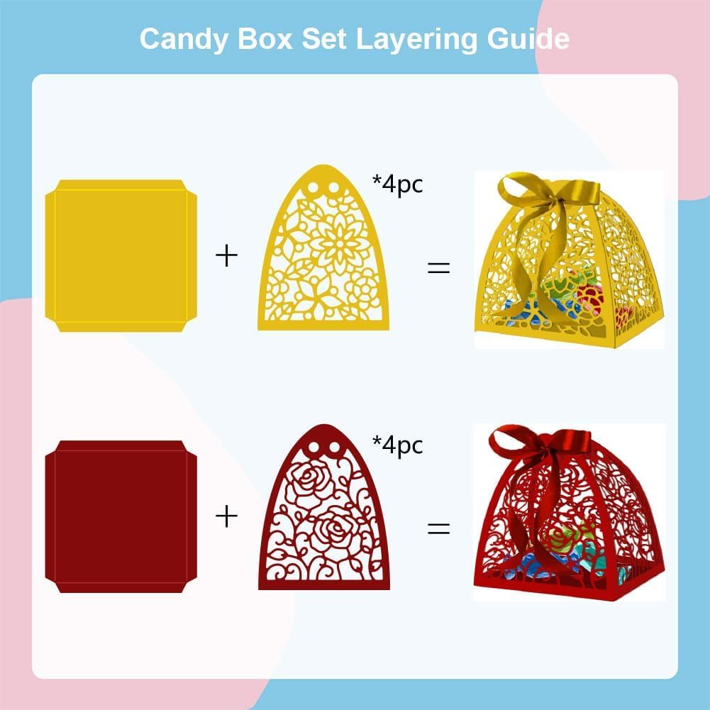 Photo 1 of Flowers Candy Boxes Metal Die Cuts 3D Candy Boxes Cut Dies Metal Stencils Metal Cutting Dies for Card Making Embossing Tool Stencil Scrapbooking DIY Craft Album Paper Card Decor