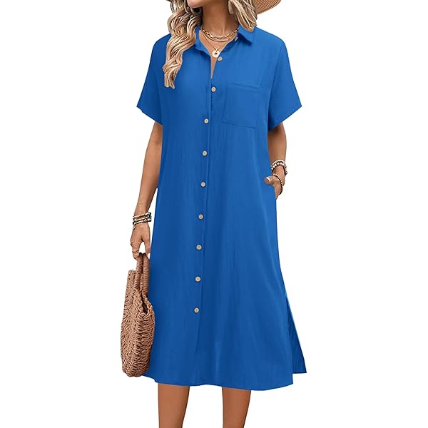 Short Sleeve Dot Embroidery Dress at Amazon Women's Clothing store
