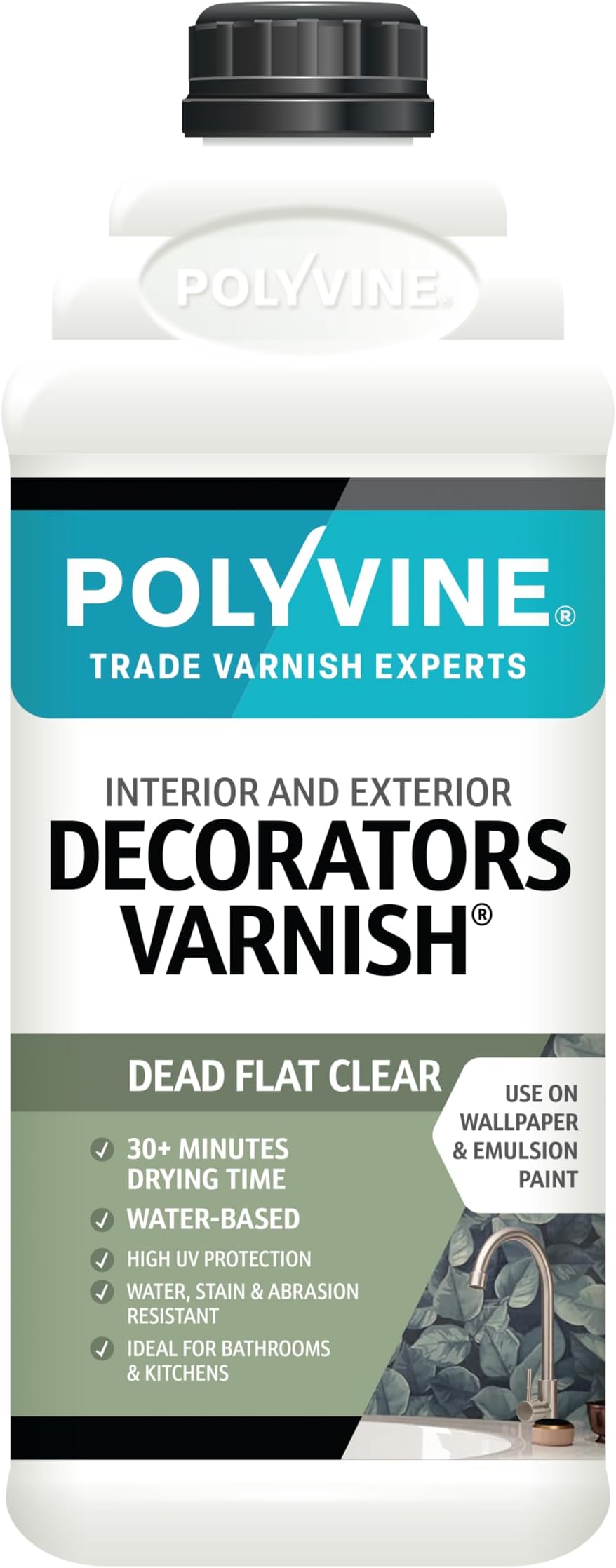Polyvine Decorators Varnish Dead Flat 2L Water Resistant UV Protection