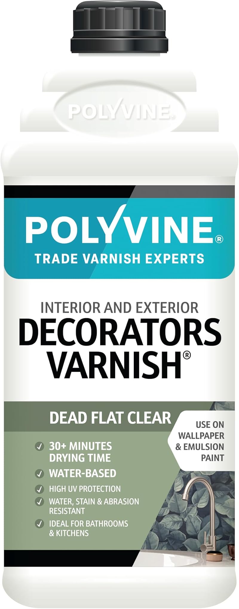 Polyvine Decorators Varnish Dead Flat 2L Water Resistant UV Protection