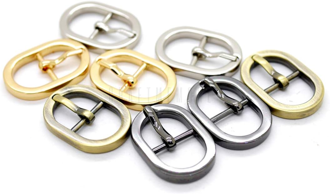CRAFTMEMORE Tiny Oval Center Bar Belt Buckle Single Prong Buckles Purse Accessories Fits 1/2 Inch Strap 10pcs