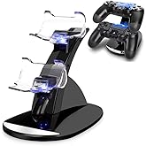 VSEER Dual Shock PS4 Charging Station - Twin Charge Docking Station Stand PS4 Charger for Pro/Slim Controllers, Black