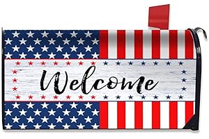HAROONI Welcome Mailbox Covers American Flag Patriotic Mailbox Wraps Magnetic US Independence Day 4th of July Post Letter Box Cover Garden Yard Home Decor Standard Size 21" X 18"