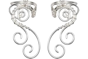 Handmade Ear Cuff Earrings, OwMell Elf Ear Cuffs No Piercing Hypoallergenic Simple Rolled Earrings Fantasy Costume for Party Wearing