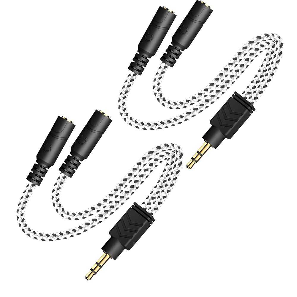 DUKABEL Headphone Splitter, 3.5mm Stereo 2-Way Audio Cable - 20CM / 2Pack