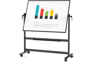 VIZ-PRO Double-Sided Magnetic Mobile Whiteboard, 48 x 36 Inches, Black Aluminium Frame and Stand…