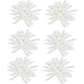 White Gift Bows Curly Ribbon Self Adhesive Twist Tie Bows for Treat Bags, Grosgrain Ribbon, 4 Inches, 6 Packs