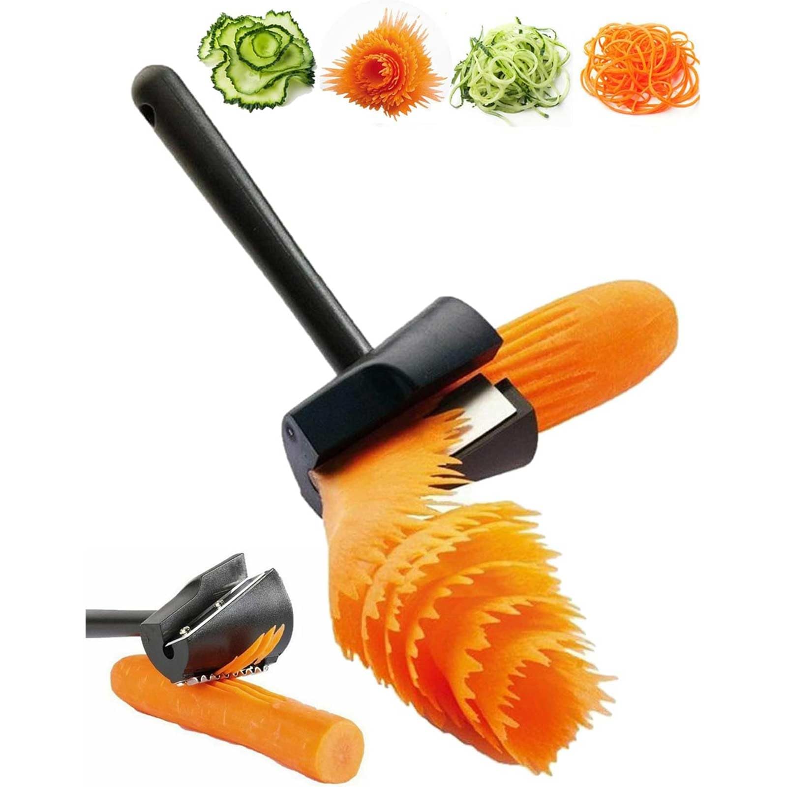 1 pcs Carrot Curler and Peeler, Black Carrot Spiral Shred Slicer Root Vegetables Fruits Slicer Sharpener Garnishing Tool