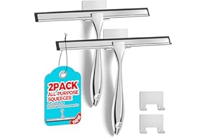ALFLOD 2PACK All-Purpose Shower Squeegee for Shower Doors, Tile Shower Walls, Bathroom, Window, Glass and Car Windshield, Mir