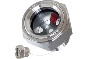 FANOVO 1/2'' NPT Male 304 Stainless Steel Oil Sight Glass Hex Head Sight Plug Liquid Level Gauge Oil Indicator Sight Window for Air Compressor Gearbox Fittings Hydraulic Tank