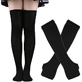 acdiac Women Striped High Socks+Gloves Rainbow Soft Knee Long Stocking For Short Skirt Party