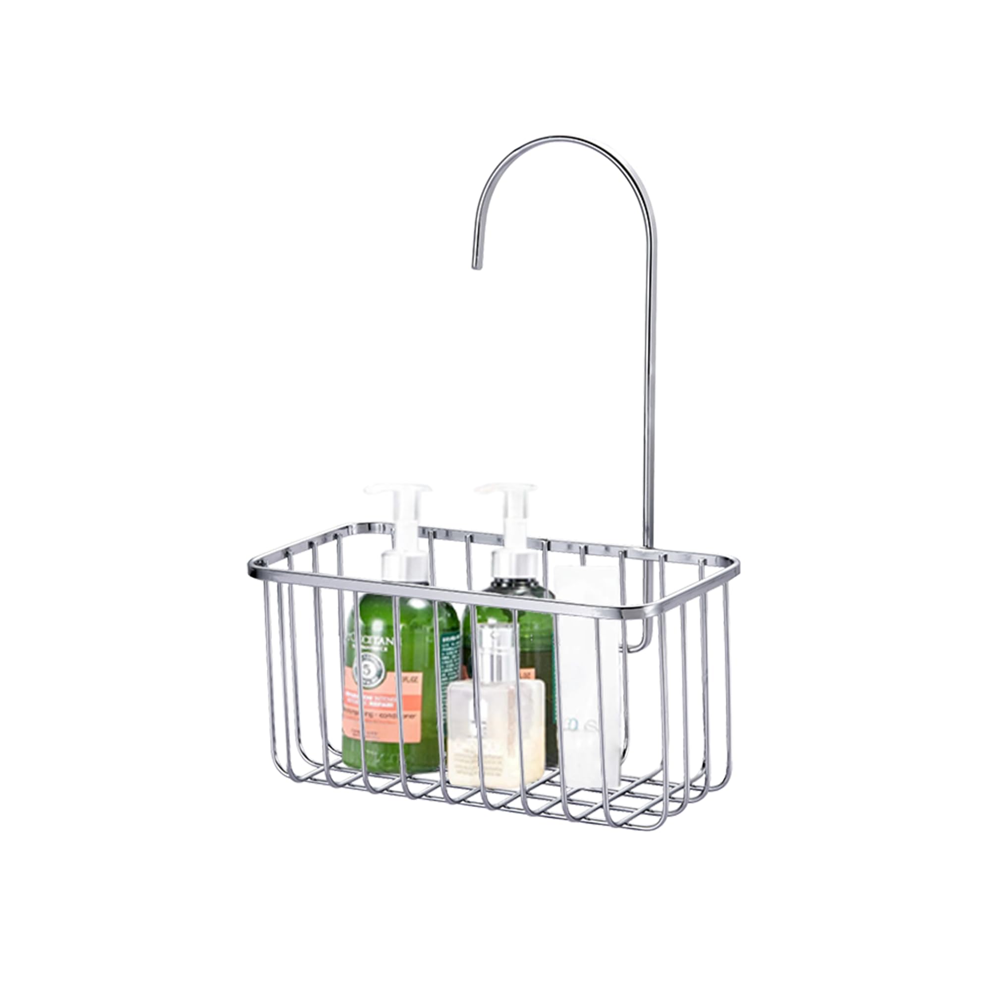Blue Canyon Hanging Shower Caddy Single Basket, No Drill Stainless Steel Bathroom Shelf, Non-Rusting Storage Shelves, Shower Accessory for Bathroom Organisation Shelf, Shower Basket Organizer (Silver)