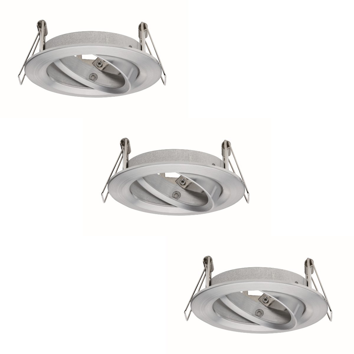 Paulmann 93644 2Easy Installation Ring Nova Mounting Frame 3-Se Round Aluminium Spotlight Pivoting Fitting and Light Bulb Max. 3X 50 W Recessed Light, Aluminium, Twisted