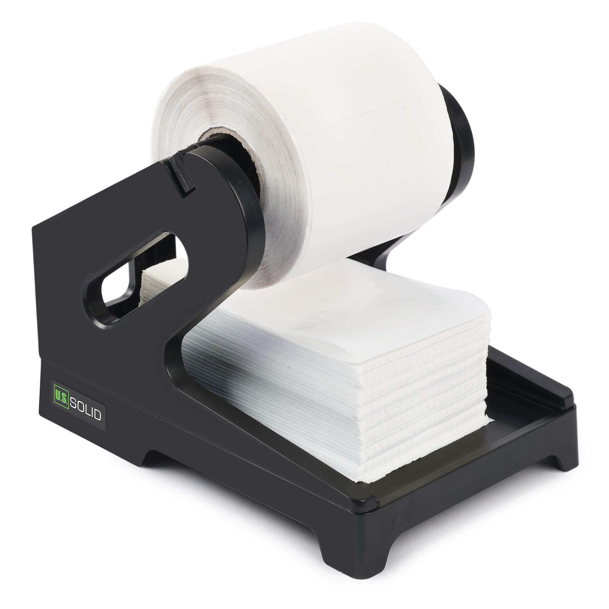 U.S. Solid Label Holder for Rolls and Fan-Fold Shipping Labels, 2 in 1 Label Roll Holder Work with Desktop Label Printer