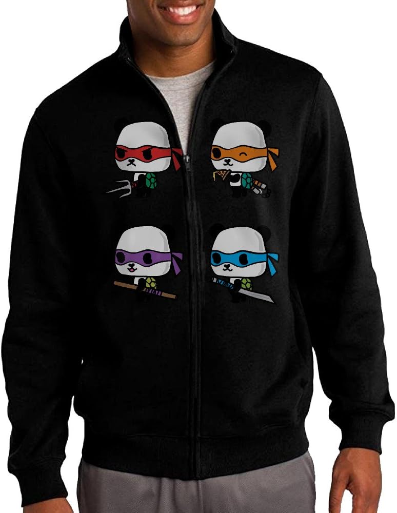 Hiro Men's Sweatshirt Teenage Mutant Ninja Pandas Full-zip Hoodie Jacket Black