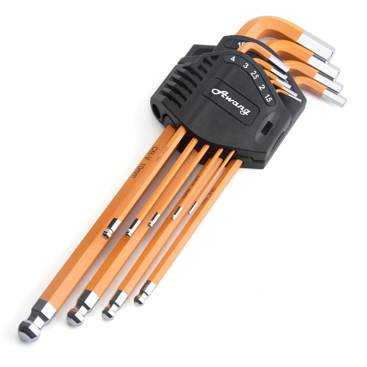 Awang Hex Key Set 9PCS Metric Hex Keys,Cr-V Long Arm Hexagon Key for Disassembly and Maintenance of Mechanical Equipment Vehicles