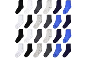 GENTABY Kids Socks 24 pairs Cozy Athletic Crew Socks for Boys and Girls(1-13Years)