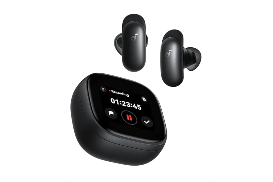 Soundcore Anker Liberty 5 Pro Max,AI Note-Taker Wireless Earbuds,Noise Cancelling,1.78" AMOLED Display,Whisper-Clear Calls,AI Meeting Transcription for Business