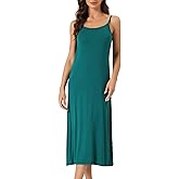 cheibear Womens Spaghetti Strap Nightgown Full Slip Dress Cami Midi Under Dress Plus Size