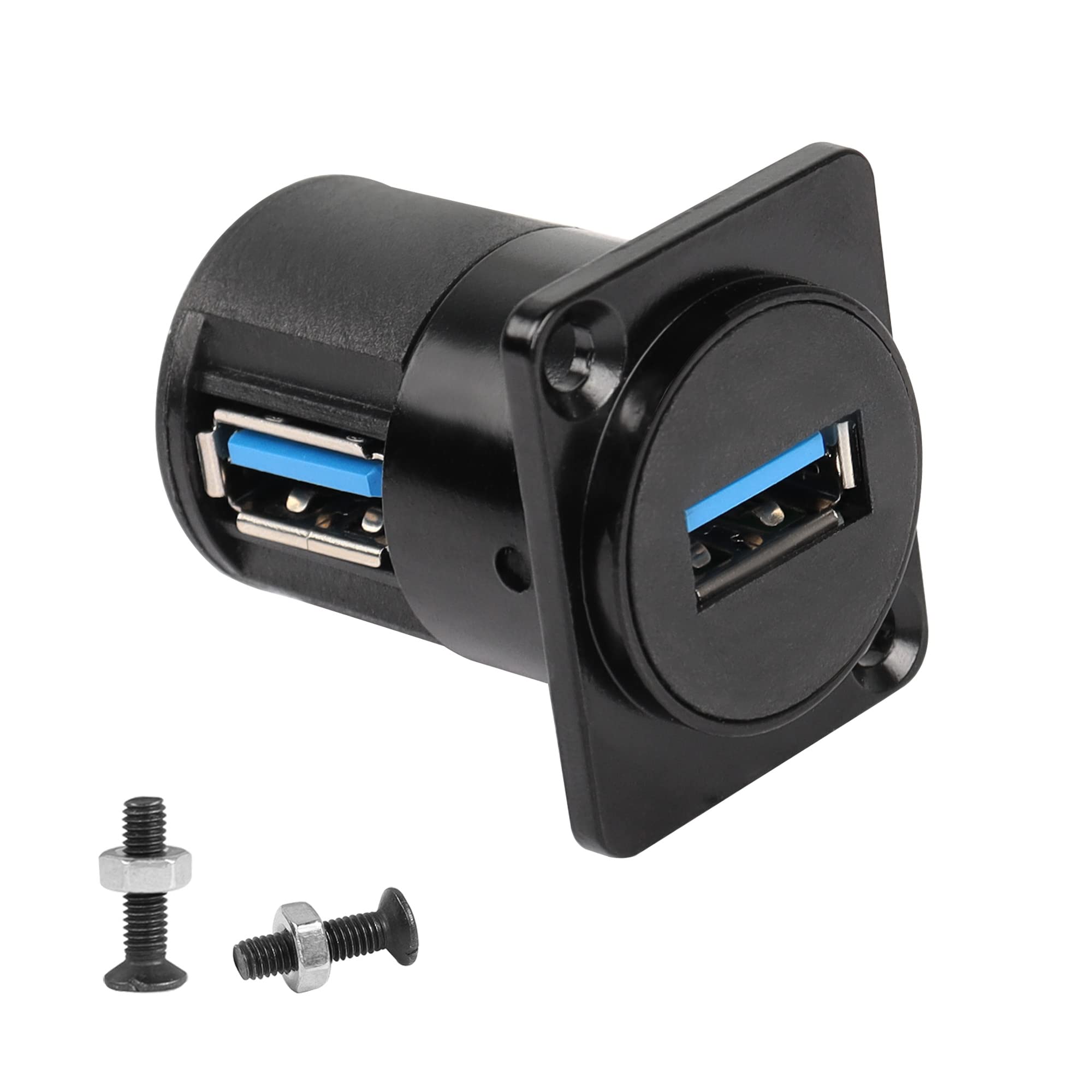 QIANRENON 90 Degree Angle USB3.0 Panel Mount Connector Socket 5Gbps USB3.0 Female to Female Right Angle Coupler High-Speed Data Transmission D-Type Extension Interface Adapter