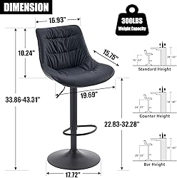 Kidol & Shellder Bar Stools Set of 2 Swivel