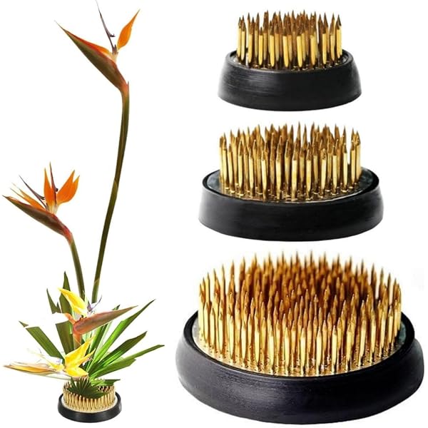 Wazakura Sun & Moon Kenzan – Japanese Ikebana Flower Holder, Brass Pin Frog For Floral Arranging