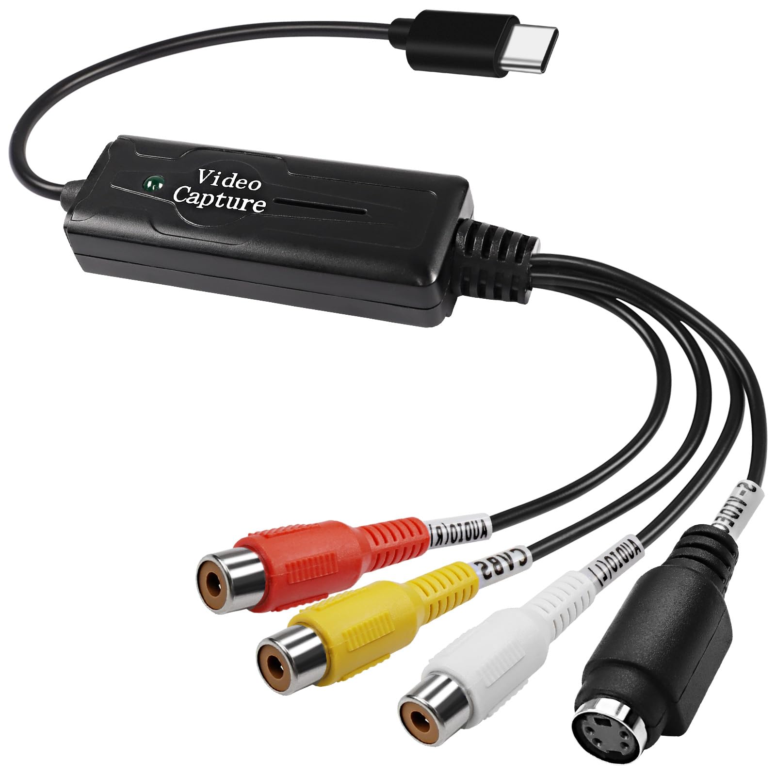 XMSJSIY RCA AV to USB C Converter Video Capture Card Adapter 1 Channel AV NTSC PAL Video S Video/Composite to USB Converter Video Audio RCA for Mobile Phone/PC