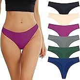 LaNavisse Seamless Thongs for Womens Underwear Sexy Panties for Ladies No Show Invisible Breathable Low Rise 6 Pack