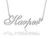 AOLO Harper Heart Name Necklace Silver Stainless
