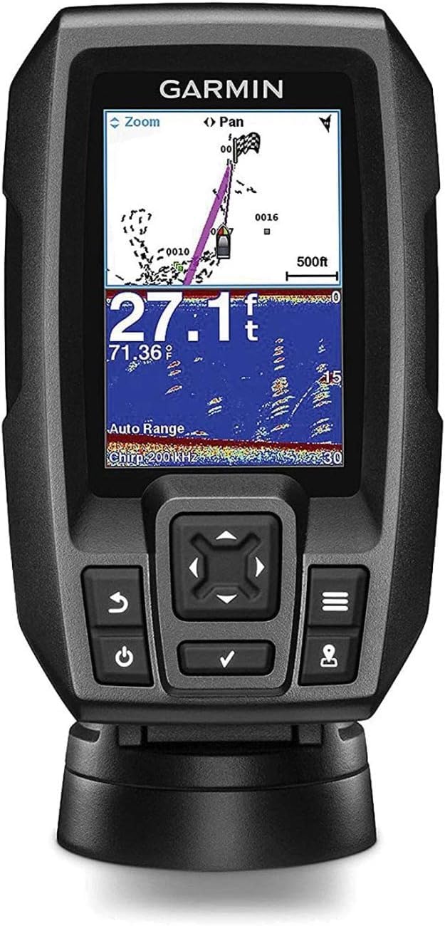 Garmin Striker™ 4 Fishfinder Worldwide Version w/77/200kHz - 4-Pin Transducer w/Transom & Trolling Motor Mounts