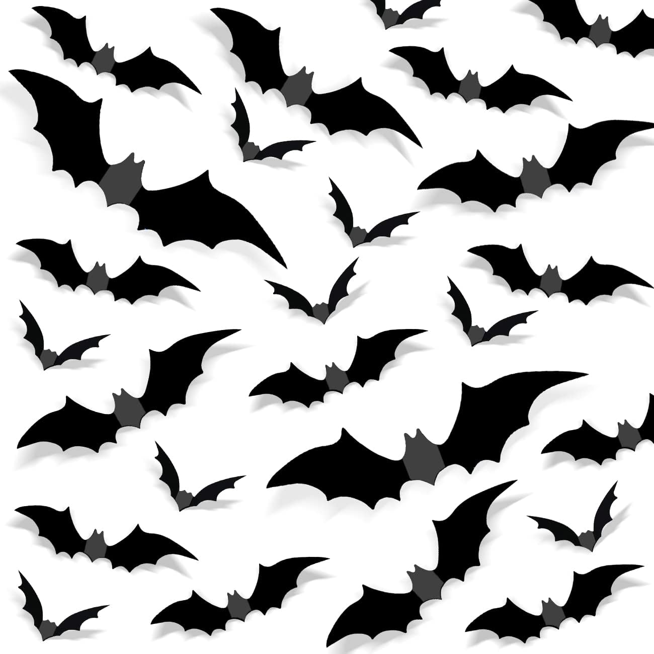 Window Treatments - 120 Pcs Halloween Decorations Bats Halloween Decoration for Wall Window Door Halloween Party Decorations, 4 Size 3D Bat Decorations