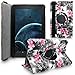 Fire HD 10 2015 Case, Cellularvilla Premium Pu Leather 360 Degree Rotating Cover Swivel Stand Protective Case for Amazon Kindle Fire HD 10 inch Tablet 5th Generation 2015 Release (Black Pink Flower)