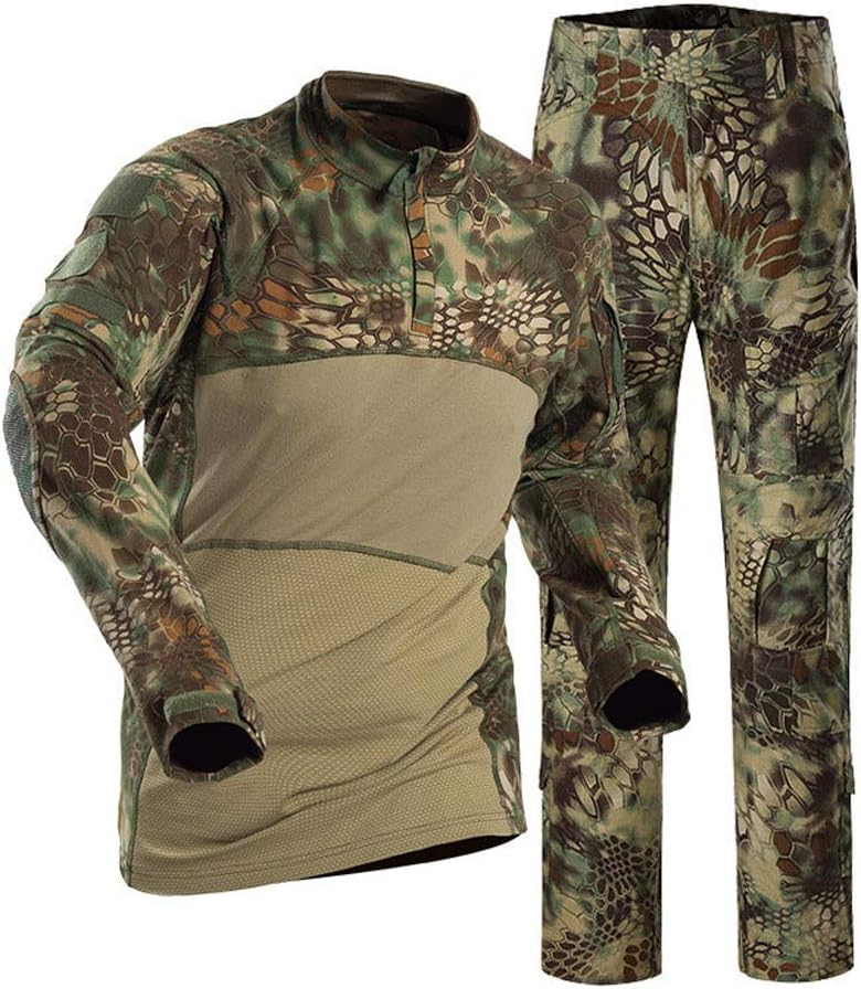 Men's Tactical Suit Combat Shirt and Pants Set Long Sleeve Ripstop Multicam Airsoft Clothing Woodland BDU Hunting Military Uniform