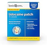 Amazon Basic Care Lidocaine Patch, 4% Lidocaine, Topical Anesthetic, Desensitizes Aggravated Nerves, 5 Count