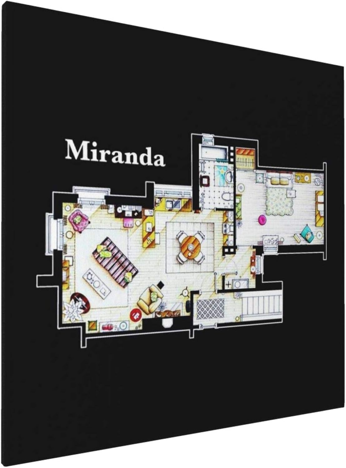 1007 Canvas Prints Wall Art Paintings(20x20in) Mirandas Apartment Floor Plan Pictures Home Office Decor Framed Posters & Prints