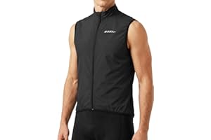 qualidyne Men’s Lightweight Windproof Cycling Vest, Full-Zip Sleeveless Bike Gilet with Breathable Mesh Back and Reflective