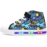 EUXTERPA Kids Toddler Sneakers Light Up Flashing Shoes Girls Boys Easy Fasten High Top Walking Canvas Sneaker