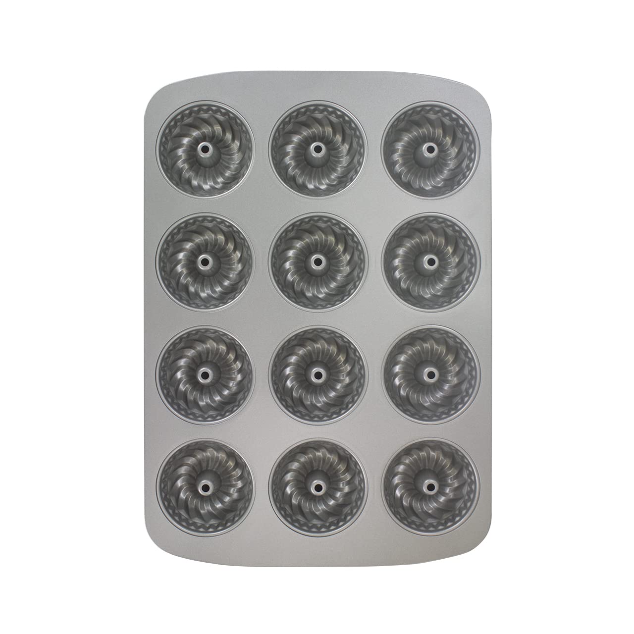 PME Non Stick 12 Cup Mini Fluted Ring Pan, Carbon Steel, CSB123