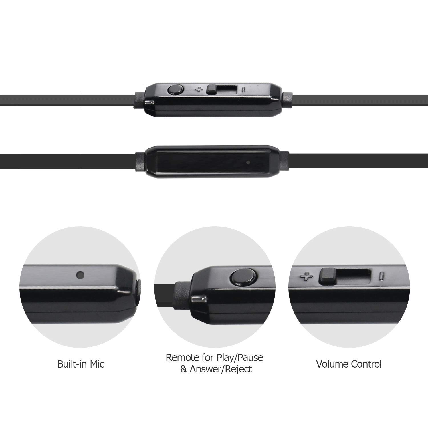 Jabees 3.5mm 3ft Aux Audio Cable with Mic and Volume Control │Connect Gaming Headphones/Headsets with Xbox/P4P │ Male to Male Replacement Cord for Music and Voice Streaming for Cellphone │ Black