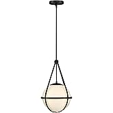 Lark Colby Small Pendant Light, Cased Opal Glass Globe, Modern, Retro, Black Finish
