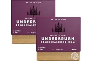 NATHAN & SONS Underbrush Berry Remineralizing Gum, Sugar Free Xylitol Gum With Hydroxyapatite, Supports Fresh Breath and Oral Health, Tree Sap Base, Gluten Free, No Sucralose or Aspartame, 2 Pack