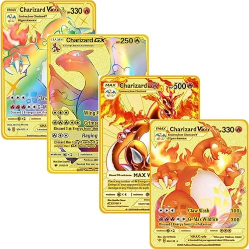 6Pcs Charizard Vmax Metal Gold Plated Cards,Vmax DX GX Ultra Rare Cards  Metal Card,Rare Shiny Rainbow Gold Card ,Limited Supply, Best Gift for  Collectors, Kids in Dubai - UAE | Whizz