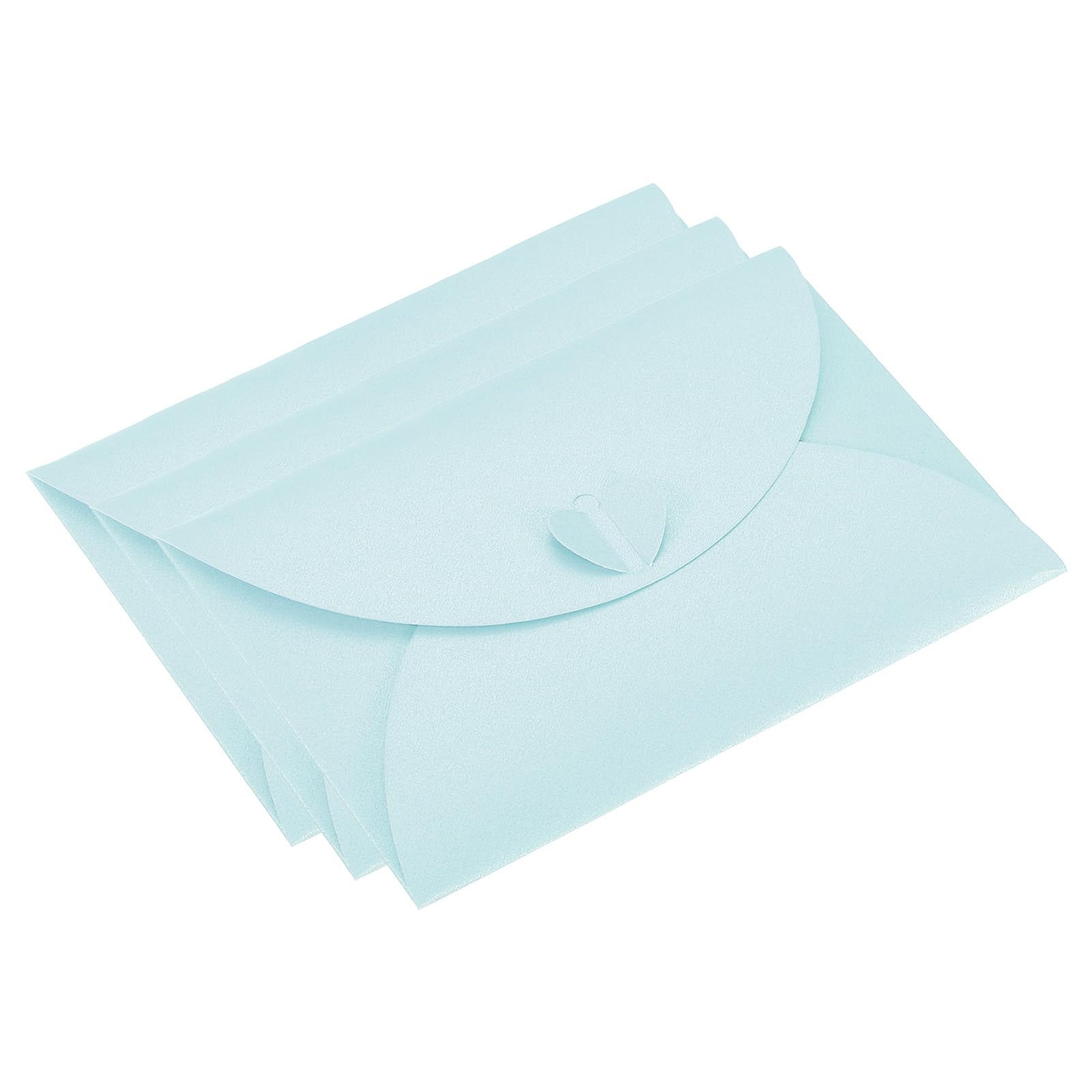 PATIKIL Gift Card Envelopes, 24 Pack Heart Shaped Clasp Photo Gift Card Holders Mini Envelope for Birthdays Weddings, Light Blue