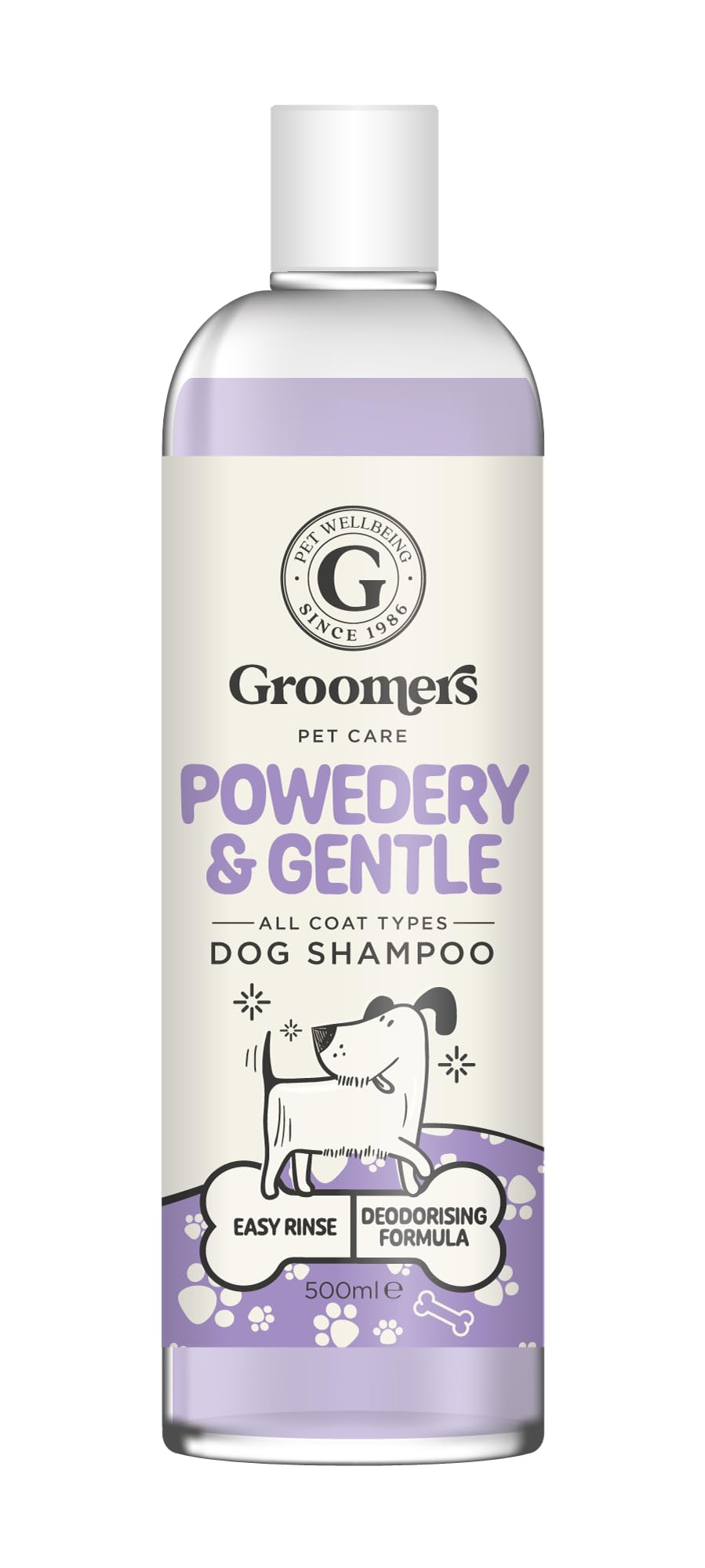 Groomers Professional Dog Shampoo Powdery and Gentle 500ml - pH Balanced and Paraben-Free - Quick Wash & Easy Rinse - Gentle Formula Suitable For Any Coat Type - Vegan-Friendly - Made in the UK