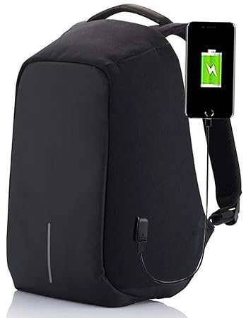 Deals Outlet Polyester and Nylon 15-inch Black Anti Theft Backpack Laptop Bag for Men and Women